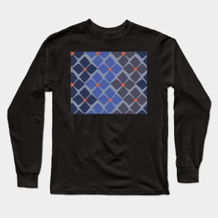 Blue and Orange Floral Zig Zag Long Sleeve T-Shirt